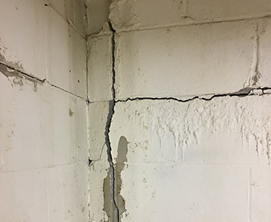 Foundation wall with cracks